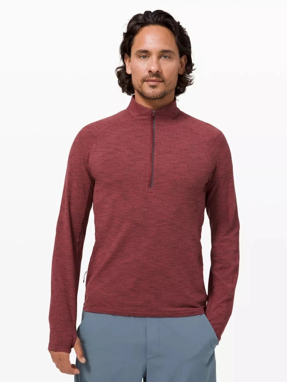 Lululemon Surge Reddish Brown Warm Half Zip Men’s Sz Medium